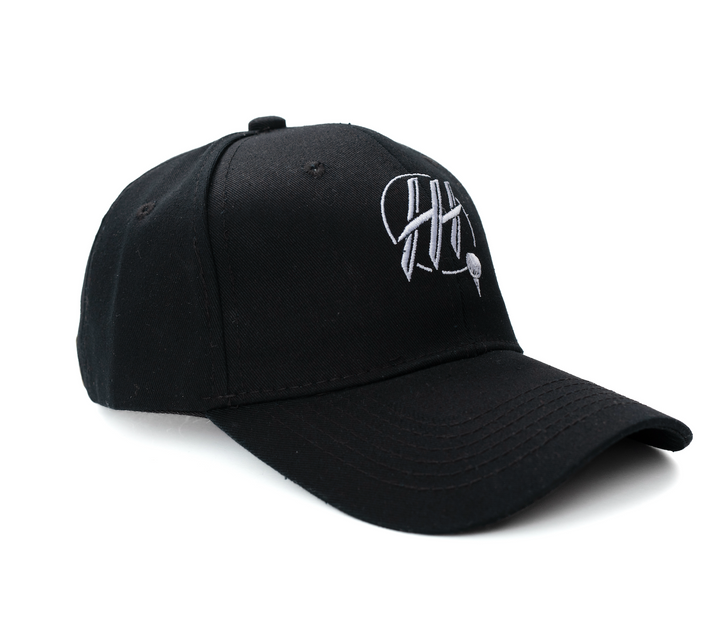 Black Hometown Hackers dad hat with white embroidered logo and curved brim