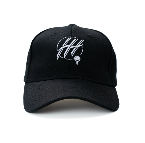 Black Hometown Hackers dad hat with white embroidered logo on front panel