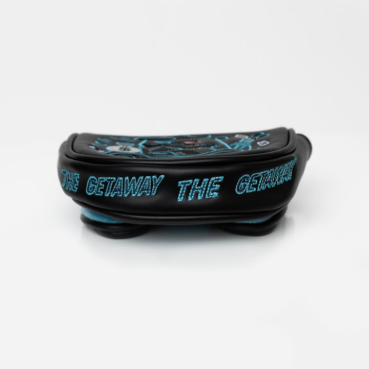 Hometown Hackers black and blue The Getaway golf club headcover with skull design