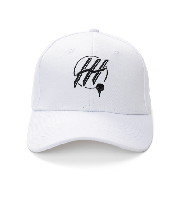 Hometown Hackers white dad hat with black embroidered logo on front panel